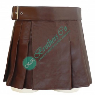 Brown leather kilt with adjustable belt